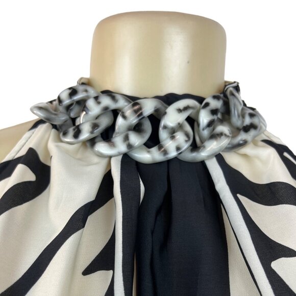 Mango Women's Black and White Halter Blouse Sz 4 (Eu 36) - NWT - Picture 3 of 10